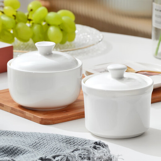 Porcelain Xiuyuan steamed egg bowl bone china with lid, creative small size, cute household soup, stewed bird's nest for one person, exquisite and beautiful stew pot, 4-inch stew pot (300ml)