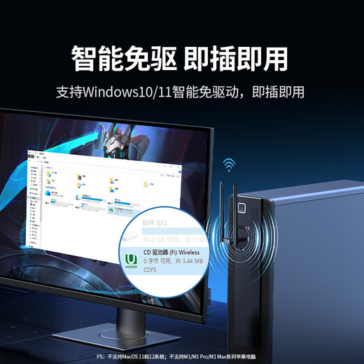 Greenlink WiFi6 Tarjeta de red inalámbrica USB sin controlador para escritorio, Receptor WiFi inalámbrico 5G de doble banda, Transmisor receptor WiFi para computadora portátil de escritorio AC1300-WiFi5 5G de doble banda, antenas duales externas