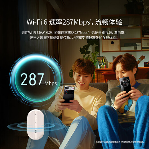中兴随身wifi6【送1500G流量】无线移动支持5G/4G设备插卡路由器宿舍车载户外上网便携高速流量不限速 白色【 WiFi6 双网切换 】旗舰版