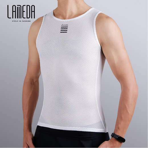Lampada sweatshirt cycling vest underwear sweat-absorbent quick-drying road mountain bike top bottoming long short-sleeved cycling jersey white vest bottoming shirt M/L