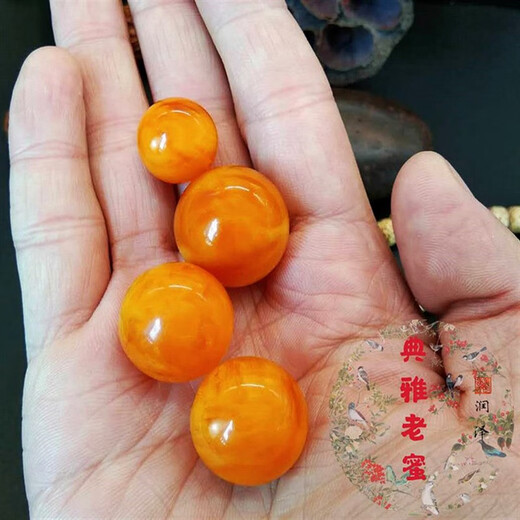 Zhimo natural chicken fat yellow old beeswax round beads loose beads single diamond top bead star and moon bracelet bracelet with bead accessories default selected diameter 14mm single bead