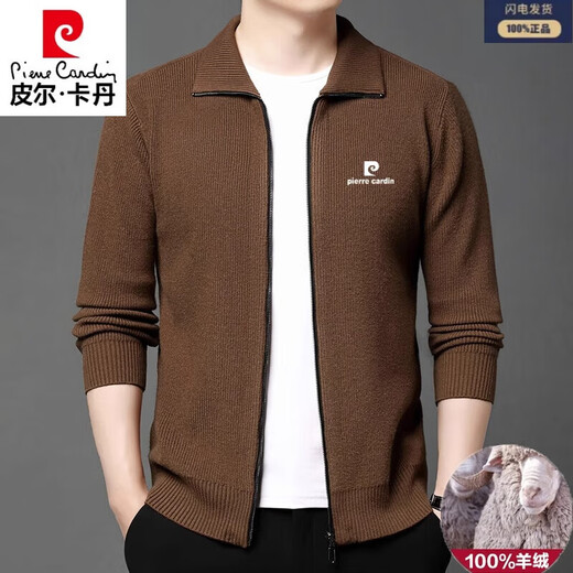 Pier Cardin Oros produktiver purer Kaschmir Cardigan Herbst und Winter im mittleren Alter eingedickter Ltescher-Pullover-Pullover-Reißverschluss Jacke Kamel 9276 (100% Pilling) m