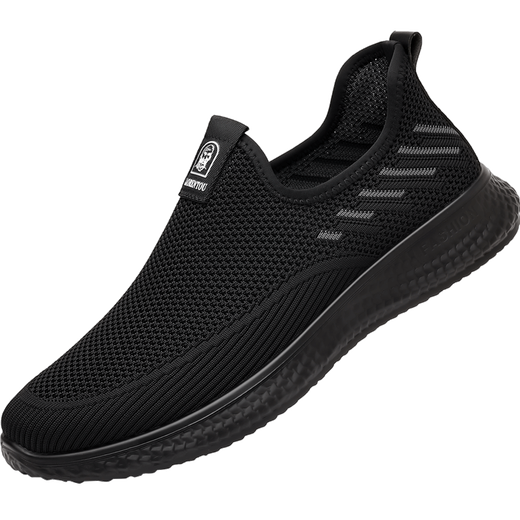 French old man's head (LTWFRANE) mesh shoes men's new summer flying mesh shoes men's one-foot casual sneakers breathable running shoes men XYR15933 black 40
