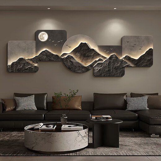 Ji Jian Ji backing living room decoration painting modern light luxury sofa background wall mural high-end hanging painting