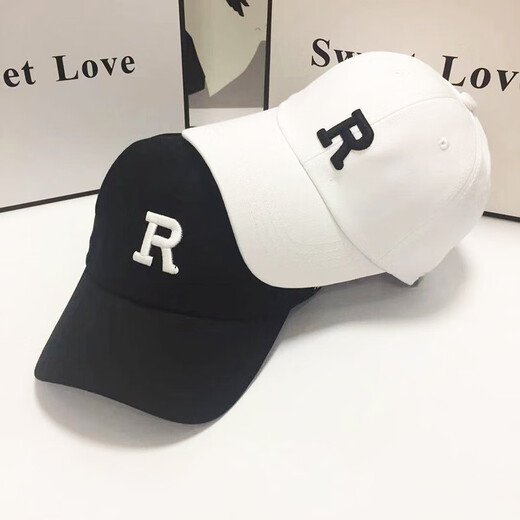 杨饰公子帽子男鸭舌帽春夏季防晒帽韩版时尚女遮阳帽R字母棒球帽 R黑色 均码 可调节