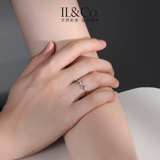 IL&CO Youke Mina Sweetheart 18K gold natural aquamarine ring women's bow gift female birthday gift natural aquamarine ring * about 0.4-0.5 carats No. 15