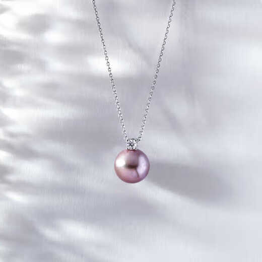 Pop Freshwater Purple Pendant Round Strong Light 18K Gold Princess Clavicle Chain Temperament Women's Versatile Necklace Purple Round Beads + S925 Silver Princess Head + S925 Silver Chain 12-13mm45cm