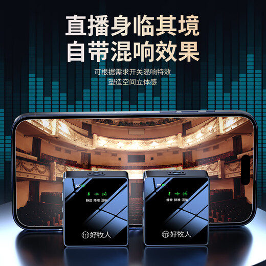 Good Shepherd Wireless Lavalier Microphone Anchor Special Radio Microphone Live Recording Equipment Short Video Outdoor Douyin Karaoke Professional Noise Reduction Portable Wireless Microphone Two-person Version | One for Two Silent*Reverberation*Noise Reduction