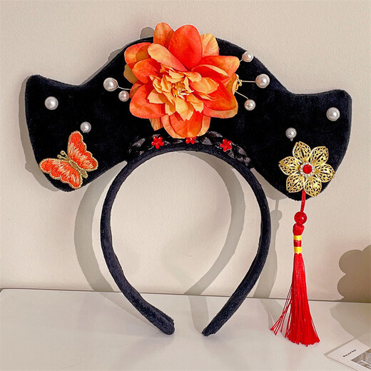 Yinmi (ENRMIIV) Imperial Concubine's Palace Style Hairband Queen Zhen Huanzi Hanfu Headwear Flag Head Retro Headband Hairpin Female 6# Niu Hulu Zhen Huan Hairband (Pink)