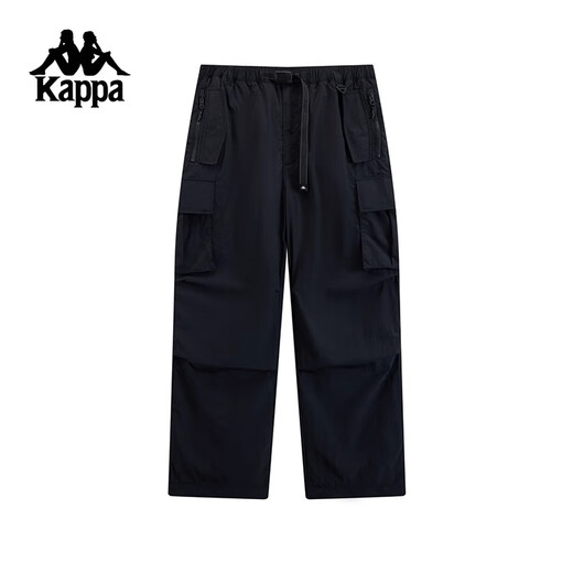 Kappa (Kappa) pantalon de sport tissé consécutif pantalon de travail à jambe droite chaude et résistant au froid pantalon masculin Black-9902 L