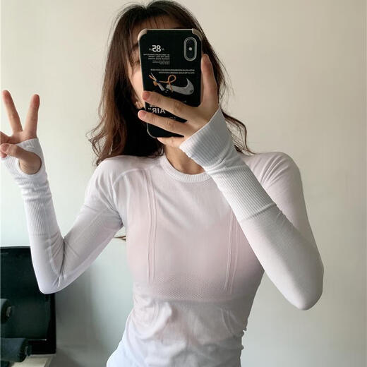 Jincheng Yoga Wear Women's Quick-Drying Round Neck Sports Running Fitness Clothes Slim Fit Pilates Breathable Long Sleeve T-Shirt D19083 Blue Purple Gray 4=S Recommended 80-100Jin Jin is equal to about 0.5 kg