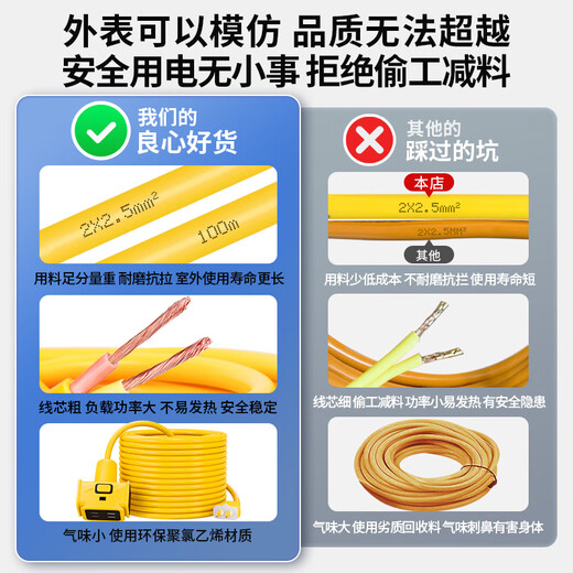 Nona electric vehicle charging extension cord waterproof plug-in board long-line socket 10 20 30-meter plug-in board extra long charging cable outdoor rain-proof battery car power cord 2.5 square meters yellow (rain-proof straight version) 10 meters (suitable for 1-2 floors)