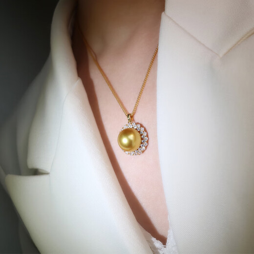 Mu silk seawater pearl pendant single jewelry South Sea extremely gold handmade gold large grain silver glare necklace for women light luxury gold pearl silver gold-plated pendant 14mm does not include chain