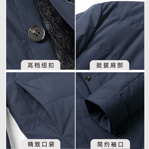 Caeser (Kaiser) Importierter Nerzmantel Herrener Nerzfell Park Nix Fel integrierter Fell Winterjacke Tibeter blau-importiert Nerzfell (Kaninchen-Samthülle) 52/2xl