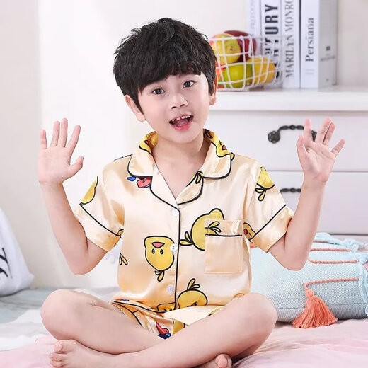 
Disney children's pajamas boys ice silk short-sleeved home clothes summer boys junior high school students big children thin suit baby summer suit 673-Picachu [men] [short set - ice silk] 170 18 sizes [suggested height 145-153cm]