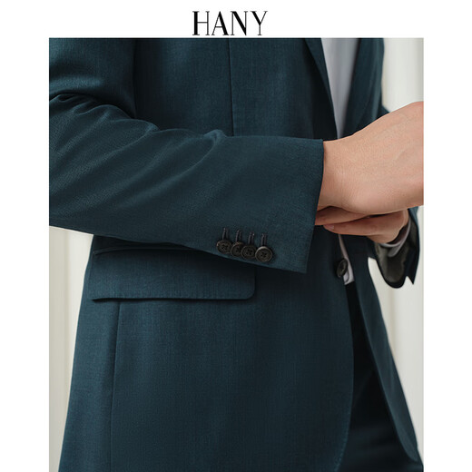 Hany (HANY) Italian reda pure wool suit suit for men dark green formal suit peacock green men's gentleman business suit Konya green peaked collar slim version 48 trousers please contact customer service to select size