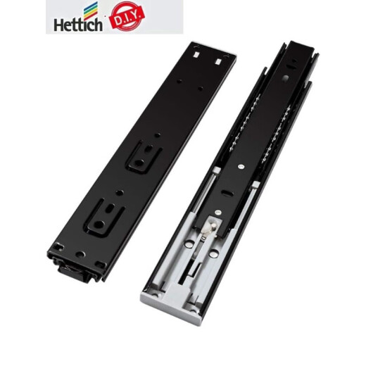 Hettich rebound drawer slide track heavy-duty two or three-section slide rail damping buffer keyboard tray guide rail stainless steel buffer 18 inches