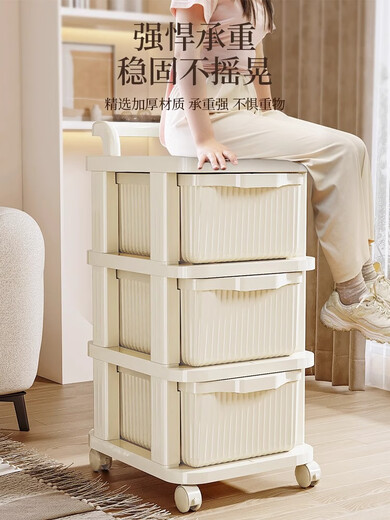 Shunyou trolley storage rack floor-standing drawer-type storage cabinet snack cabinet storage rack household toy sundries storage cabinet 4-layer transparent color large capacity smooth drawer