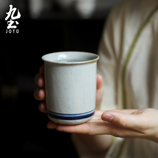 Jiutu household ceramic cold kettle large capacity old-fashioned retro teapot blue and white underglaze color cold kettle teacup blue and white water cup