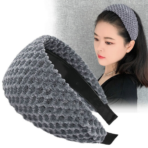 Rongxia wide-brimmed hairband, hairpin, hairpin to cover white hair, female internet celebrity covering artifact, toothed anti-slip hair bundle, black temperament