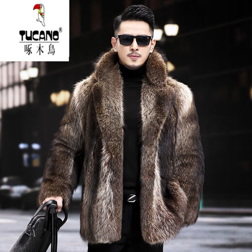 Woodpecker (TUCANO) men's fur winter medium-length imitation fox fur integrated mink coat mink fur thickened imitation mink fur three-color mink fur L Recommended 115 to 135 Jin [Jin equals 0.5 kg]