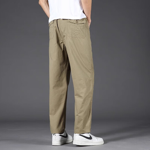 Jeep Spirit Casual Hosen für den Frühling und den Sommer für Männer neue, gerade lose große Arbeitshosen für Männer mittleren Alters mit breiten Beinen khaki xl