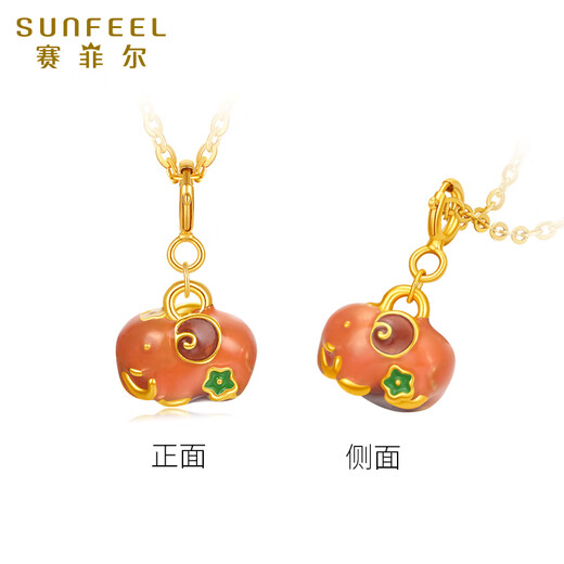 Safir birthday gift 18K gold single pendant female enamel DIY small pendant for girlfriend birthday gift gourd