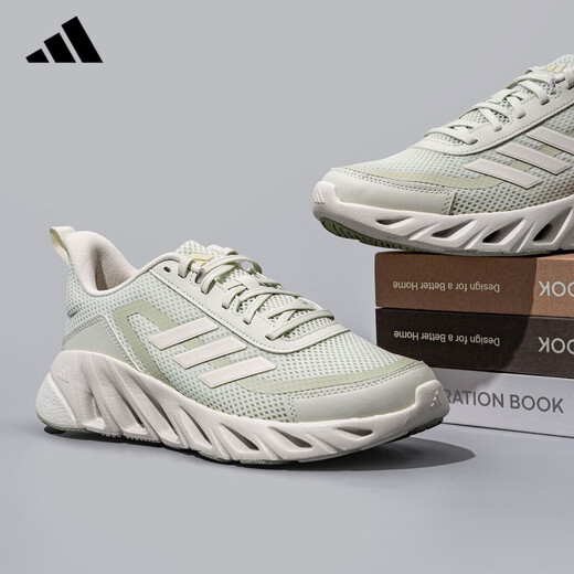 ADIDAS男鞋白色运动鞋2024春秋季新款轻便舒适休闲鞋女鞋网面透气跑步鞋 JH9854【官方正品 顺丰速发】 38