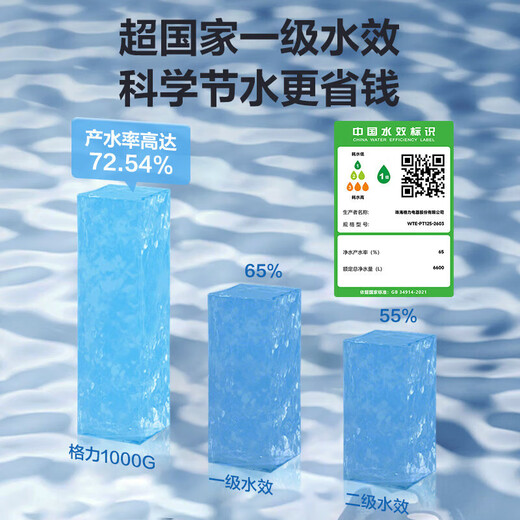 GREE Water Purifier Home Kitchen Untertyp 1000 g Doppelausgang frischer kleiner alter Wasserreiniger 7-Jahres-Langzeit-RO-Umkehrosmose Direkter Wasserspender Intelligenter Touch Display WTE-PT125-2603