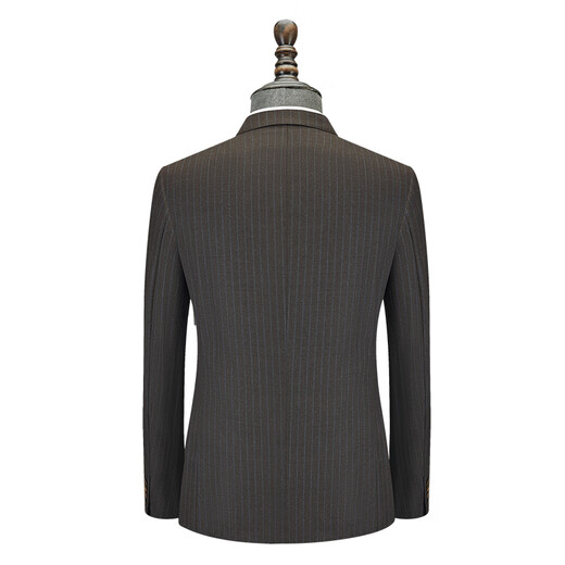 Jijia Italy imported REDA fabric wool suit men's single jacket wool formal wear striped suit brown striped 180C