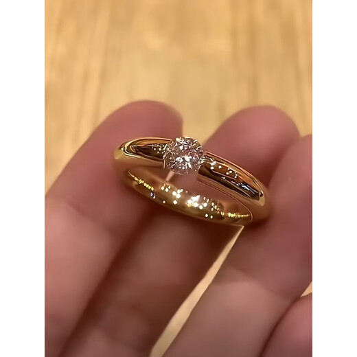 QUAMER gold store simple and beautiful moissanite ring for women plated with 18K gold, extremely bright and empty, solitaire diamond ring for women - Mei No. 7 closed mouth