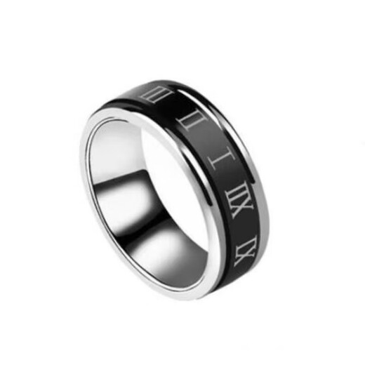 Shui Yunmiao Roman numeral rotating ring for men, trendy and trendy titanium steel ring, men's fashionable ring for boyfriend, Roman numeral rotating ring, size 8