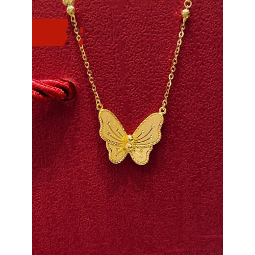 Yadige Tiaotai Butterfly Necklace Flower Moon Festival 18K Gold New Clavicle Chain Gold Pure Gold Bow Women's Trendy Tune Too