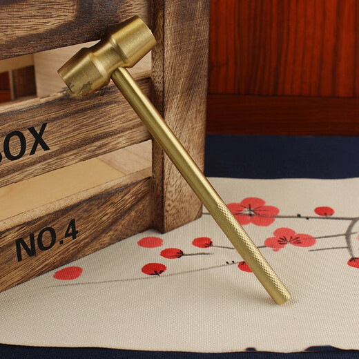 WTLYBLE Wenwan hammer, small brass hammer, solid small round-head hammer, starting to smash golden eggs, copper hammer crafts for boyfriend, 1 small copper hammer, made of copper, about 14cm long and 4