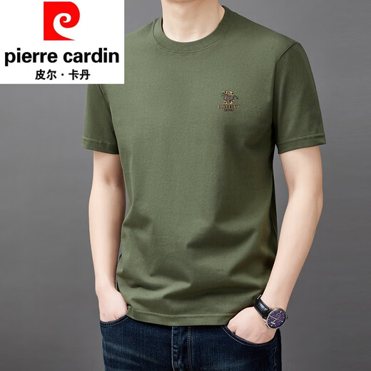 Pier Cardin Camiseta de algodón de lujo de algodón de lujo de alta gama para hombres Camiseta de color sólido de verano de verano en verano.