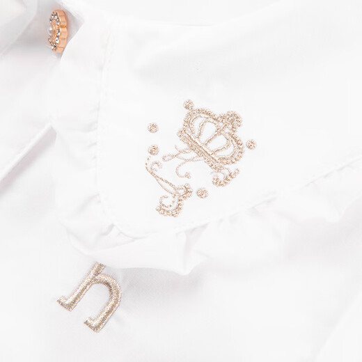 HAZZYS brand children's clothing girls' shirt spring new style comfortable classic lapel fashion retro simple long-sleeved shirt original white 160cm