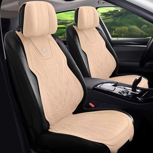 Shantou Lincun car seat cushion, suitable for all seasons, suede leather, breathable, high-end saddle cushion, suede perforated seat cover, winter waistline, brown (one for single seat)
