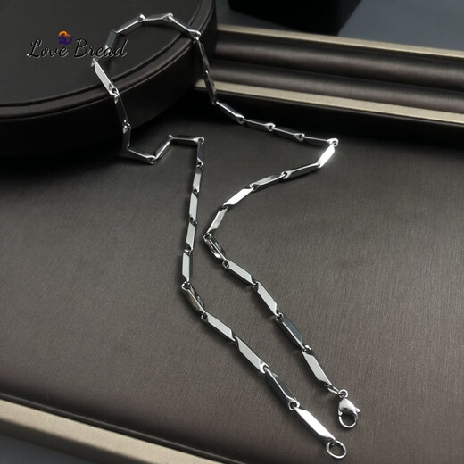 Jingruo pt950 platinum rhombus sweatshirt chain Ou Hao same style domineering Cuban necklace men's riding crop chain as a gift for boyfriend Alloy steel color (not fading)