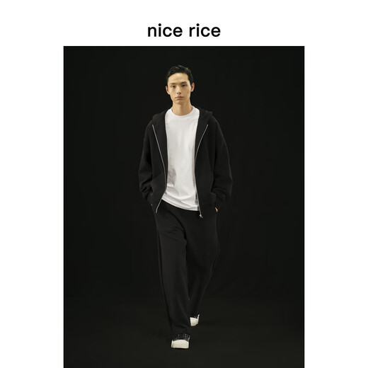 Schöner Reis guter Reis r. Serie 500G Baumwollgestricke Kordel Straße lässige losen Hoodie NCQ12027 Blumengrau (500 g) l