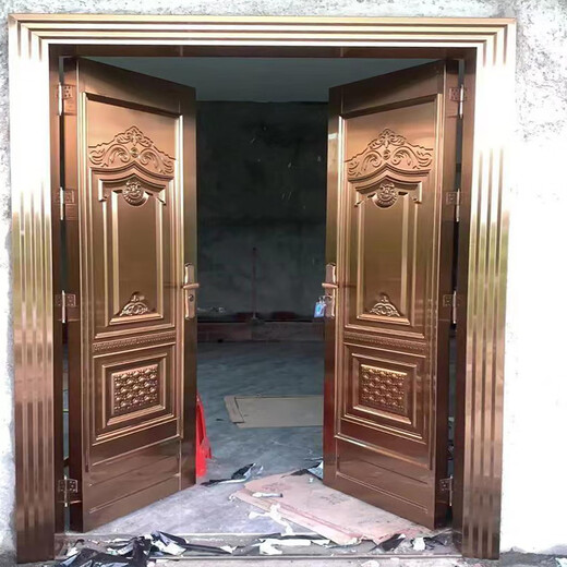 JRB家瑞堡不锈钢大门玫瑰金双开门农村自建房进户大门家用乡村别墅入户大门 双开门款式16