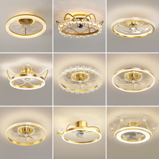 XMSJ lighting fan light ceiling fan light master bedroom room ceiling light new style restaurant fan with lamp 12004 black + white 55CM pole