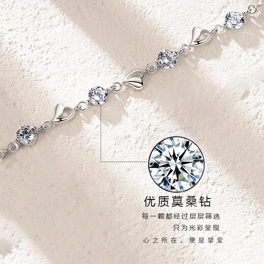 VCIXYOU platinum bracelet for women PT950 Eternal Heart Moissanite Confession Anniversary Birthday Gift for Girlfriend PT950 Platinum Bracelet Direct Delivery from Local Warehouse