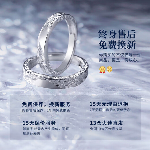 China Gold Crushed Ice Platinum Ring for Women Wedding Couple Ring Jewelry Birthday Gift for Girlfriend and Wife Birthday Platinum Glacier Couple Ring-Female