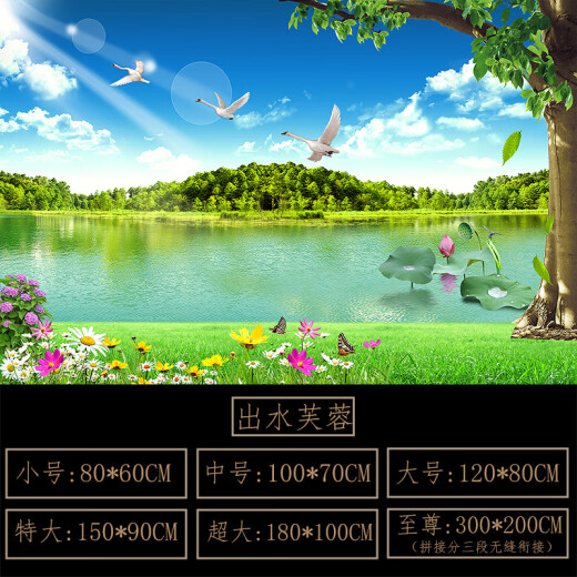 Miaobeiyu nature landscape decorative painting living room TV background wall forest grassland landscape painting self-adhesive painting simple 3D painting island scenery 120cm*80cm