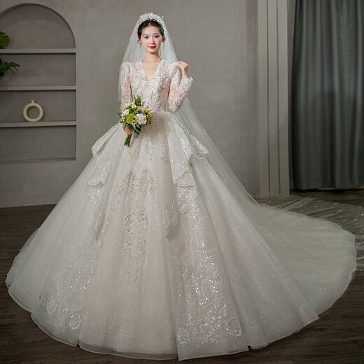 Red Makeup Wedding Bride 2025 NUEVO YARN PRINCIPAL FRANDE INDUSTRIA PESADA LACE LUXURY LUXURY Palacio estilo Palacio Ceremonia Ceremonía Hilo Color de Champán Color s