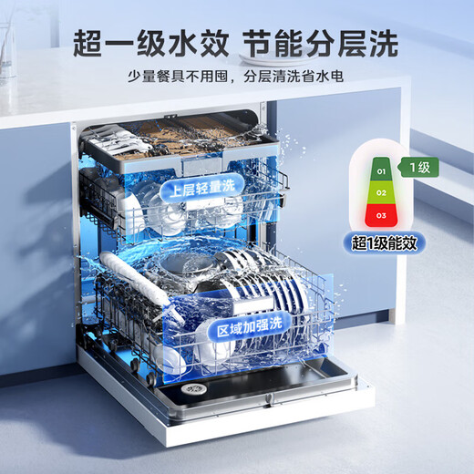 Hualing National Subsidy H71Pro Dishwasher Fully Embedded Seven-Star Dishwasher 17 Sets Large Capacity Desktop Frequency Converter 105 Degree Hot Air Drying One-click Washing, Drying and Memory Removal Hualing H71Pro Dishwasher Produced by Midea
