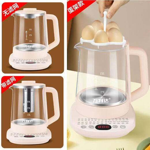 Wanlida electric kettle kettle household durable constant temperature health kettle thickened glass automatic power-off flower teapot food grade green thickened glass 304 filter egg rack 2L