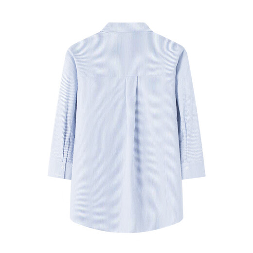 Navikel Italian dinghy women's cotton loose shirt hollow half open collar shirt 2313145501 Blue L