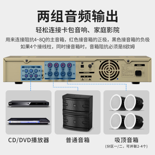 先科（SAST）AV308 家用定阻KTV功放机蓝牙专业大功率家庭影院会议音响功放