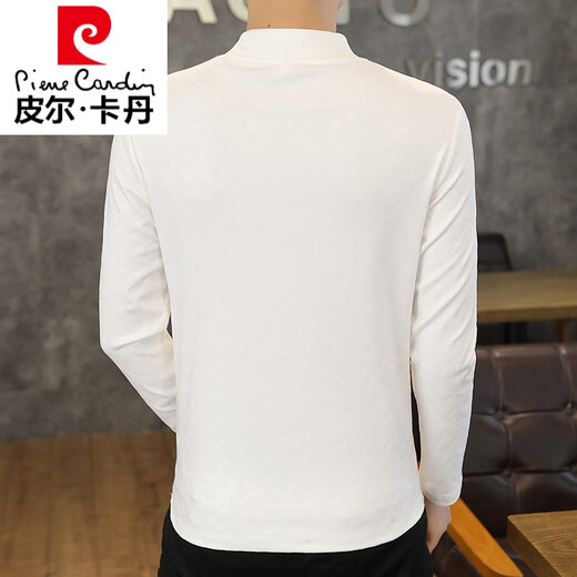 皮尔卡丹（pierre cardin）品牌男士长袖德绒t恤男2025新款潮流印花卫衣秋冬季中领修身打底 白色 6630 M (90-105斤)